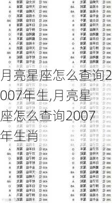 月亮星座怎么查询2007年生,月亮星座怎么查询2007年生肖