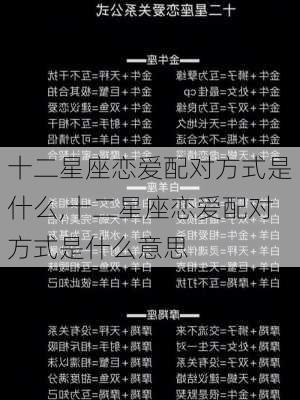 十二星座恋爱配对方式是什么,十二星座恋爱配对方式是什么意思