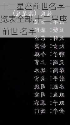 十二星座前世名字一览表全部,十二星座 前世 名字