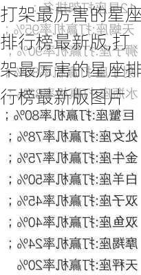 打架最厉害的星座排行榜最新版,打架最厉害的星座排行榜最新版图片