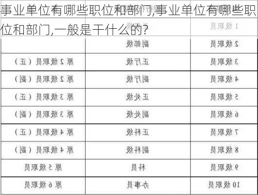 事业单位有哪些职位和部门,事业单位有哪些职位和部门,一般是干什么的?