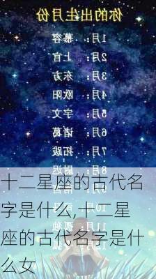 十二星座的古代名字是什么,十二星座的古代名字是什么女