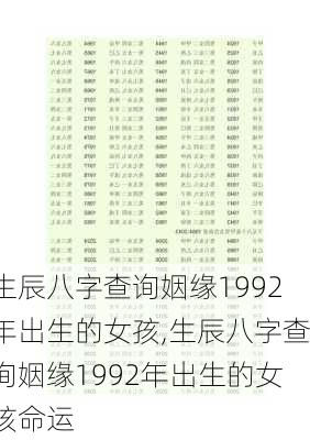 生辰八字查询姻缘1992年出生的女孩,生辰八字查询姻缘1992年出生的女孩命运