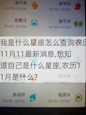 我是什么星座怎么查询农历11月11最新消息,想知道自己是什么星座,农历11月是什么?