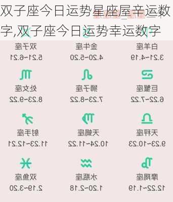 双子座今日运势星座屋辛运数字,双子座今日运势幸运数字