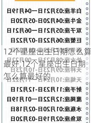 12个星座出生日期怎么算最好,12个星座出生日期怎么算最好的