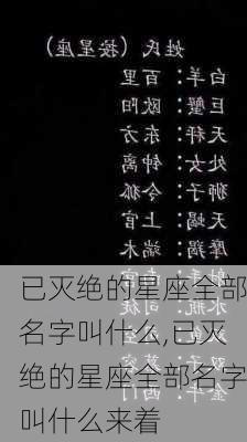 已灭绝的星座全部名字叫什么,已灭绝的星座全部名字叫什么来着