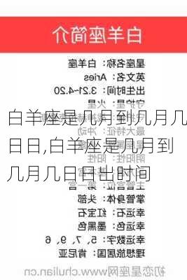 白羊座是几月到几月几日日,白羊座是几月到几月几日日出时间