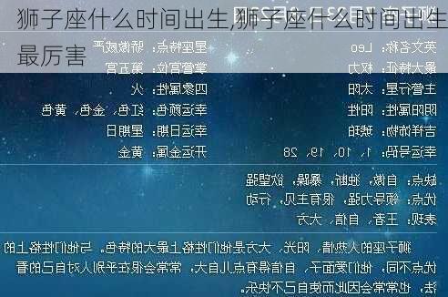 狮子座什么时间出生,狮子座什么时间出生最厉害