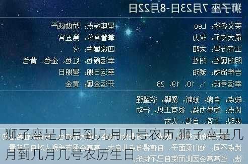 狮子座是几月到几月几号农历,狮子座是几月到几月几号农历生日