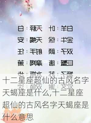 十二星座超仙的古风名字天蝎座是什么,十二星座超仙的古风名字天蝎座是什么意思