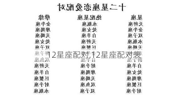 12星座配对,12星座配对表