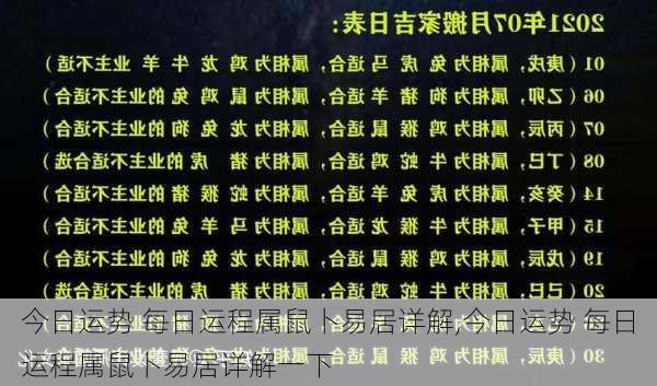 今日运势 每日运程属鼠卜易居详解,今日运势 每日运程属鼠卜易居详解一下