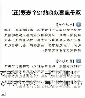 双子座暗恋你的表现有哪些,双子座暗恋你的表现有哪些方面