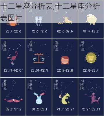 十二星座分析表,十二星座分析表图片