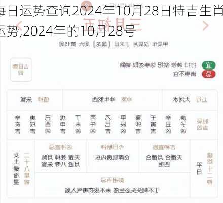 每日运势查询2024年10月28日特吉生肖运势,2024年的10月28号