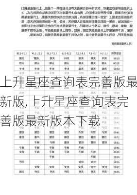 上升星座查询表完善版最新版,上升星座查询表完善版最新版本下载