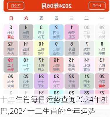 十二生肖每日运势查询2024年神巴,2024十二生肖的全年运势