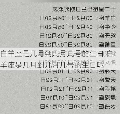 白羊座是几月到几月几号的生日,白羊座是几月到几月几号的生日呢