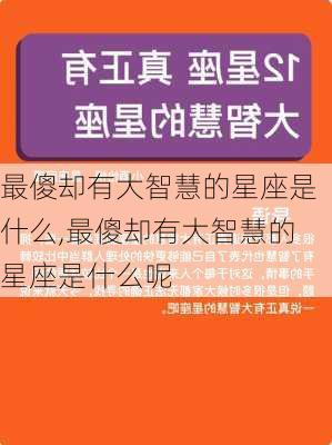 最傻却有大智慧的星座是什么,最傻却有大智慧的星座是什么呢