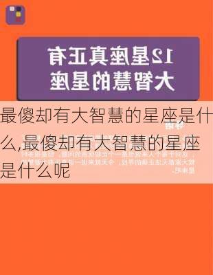 最傻却有大智慧的星座是什么,最傻却有大智慧的星座是什么呢