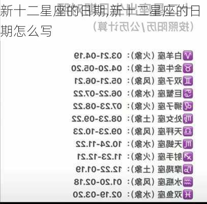 新十二星座的日期,新十二星座的日期怎么写