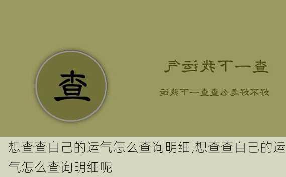 想查查自己的运气怎么查询明细,想查查自己的运气怎么查询明细呢