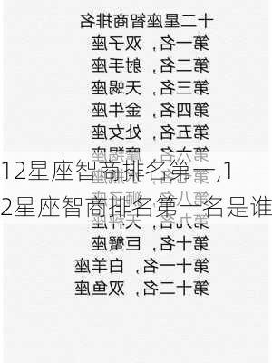 12星座智商排名第一,12星座智商排名第一名是谁