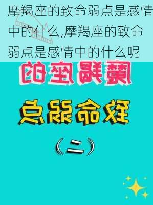 摩羯座的致命弱点是感情中的什么,摩羯座的致命弱点是感情中的什么呢