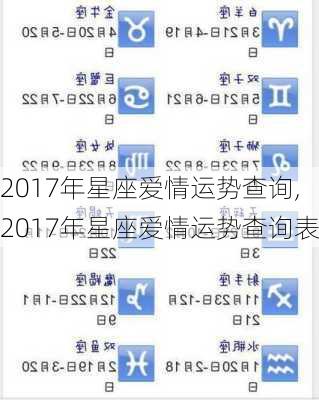 2017年星座爱情运势查询,2017年星座爱情运势查询表