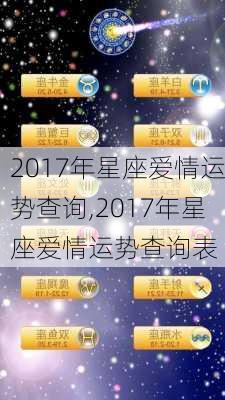 2017年星座爱情运势查询,2017年星座爱情运势查询表