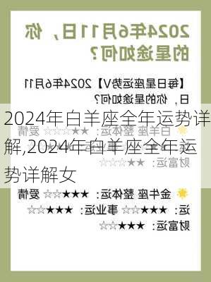 2024年白羊座全年运势详解,2024年白羊座全年运势详解女