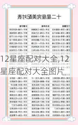 12星座配对大全,12星座配对大全图片