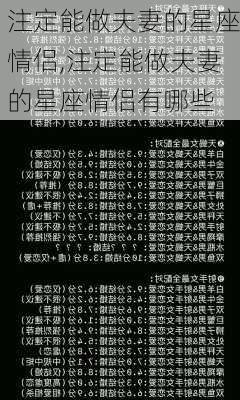 注定能做夫妻的星座情侣,注定能做夫妻的星座情侣有哪些