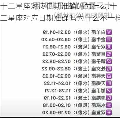 十二星座对应日期准确吗为什么,十二星座对应日期准确吗为什么不一样