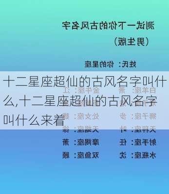 十二星座超仙的古风名字叫什么,十二星座超仙的古风名字叫什么来着