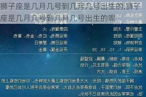 狮子座是几月几号到几月几号出生的,狮子座是几月几号到几月几号出生的呢