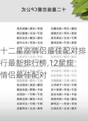 十二星座情侣最佳配对排行最新排行榜,12星座情侣最佳配对