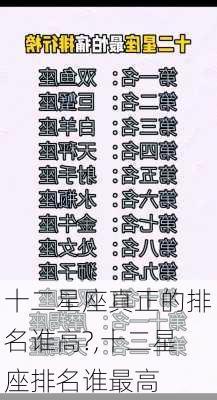 十二星座真正的排名谁高?,十二星座排名谁最高